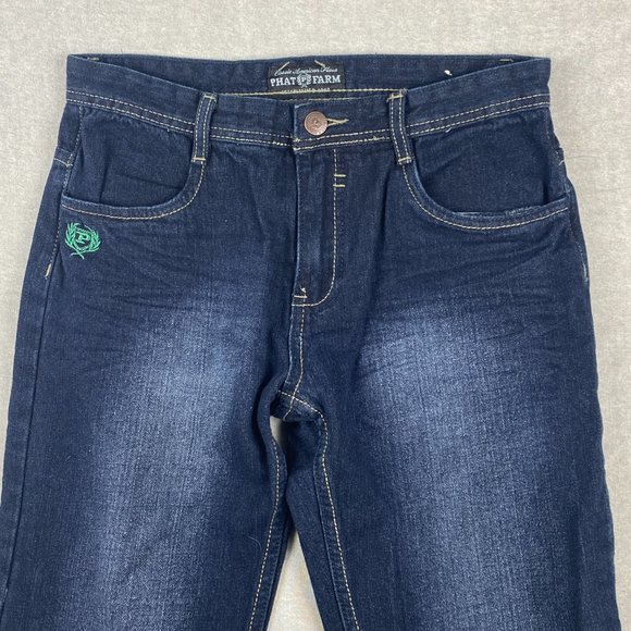 Phat Farm Jeans Kids Size 18 Blue Boys Embroidered Y2K Denim Youth‎ - Picture 3 of 16